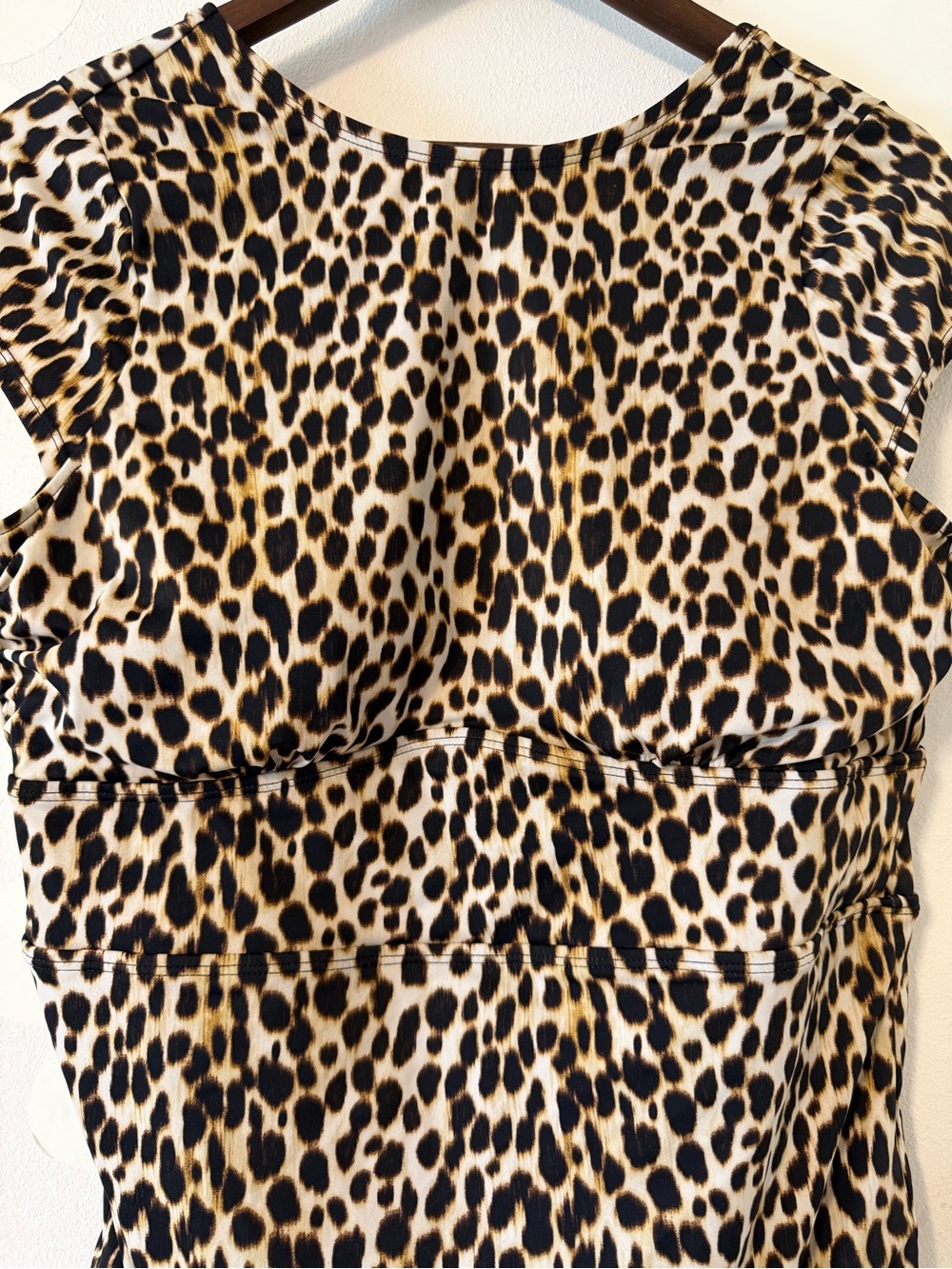 LIKE NEW Torrid Leopard Cap Sleeve Active Wireless Scoop Back One Piece Swimsuit - Picture 6 of 14
